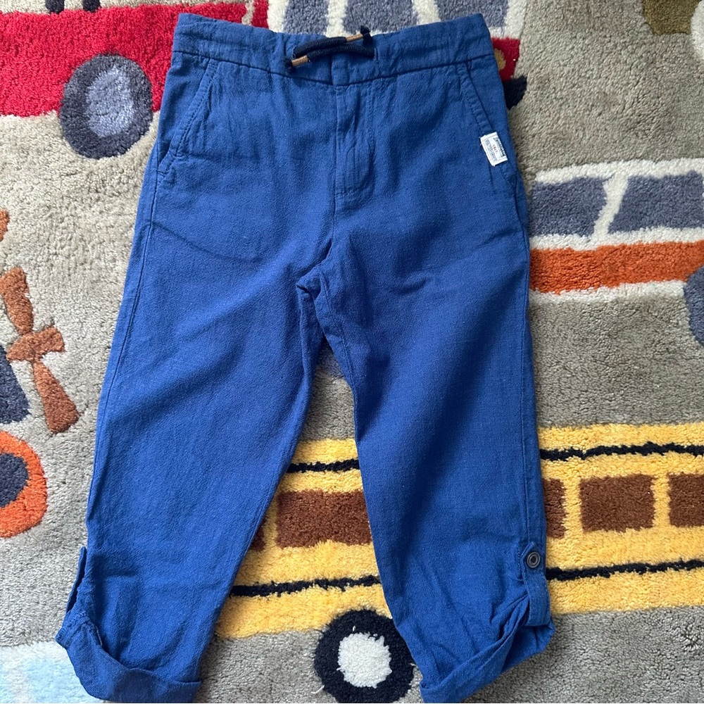 Boys linen pants; adjustable length